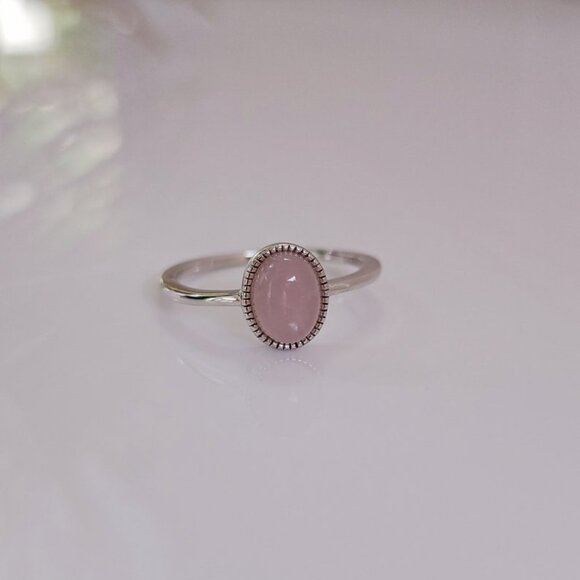 Sterling Silver Rose Quartz Ring, Stone of Love, Rose Quartz Jewelry, Gift Ideas - Picture 3 of 8